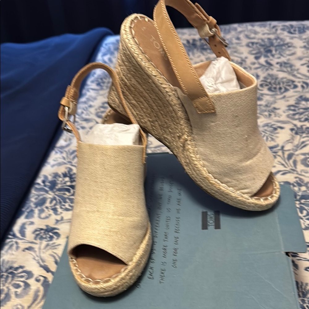 Toms Cream Wedges with Espadrille Heel